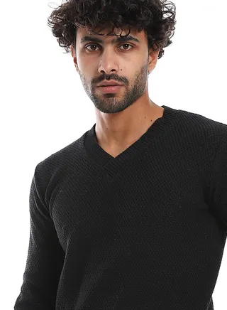 Wool Mens Pullover With V Neck 