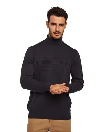 Fancy Slim Fit High Neck Pullover 