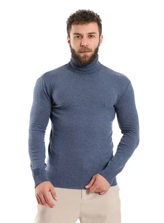 Mens Wool Pullover With  High Neck 