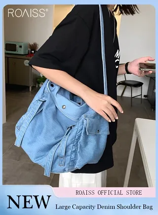 Women's Large Capacity Canvas Shoulder Bag Casual Wear-Resistant Workwear Style Handbag Multi Pocket Tote Bag 