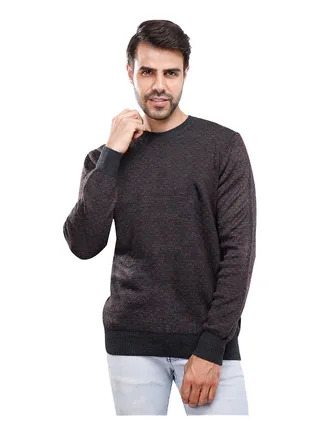 Coup Regular Fit Jacquard Pullover For Men Color Charcoal 