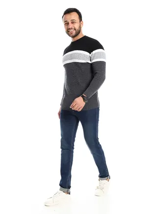 Wool Mens Pullover With Multi Design 