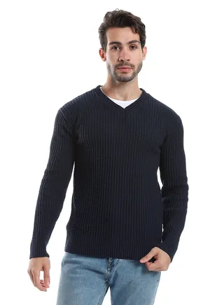 Wool Mens Pullover With V Neck 