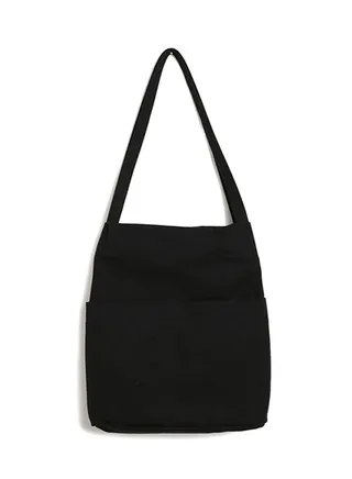 Stitch Detail Canvas Shopper/Tote Black 