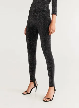Metal Thread Leggings Black 