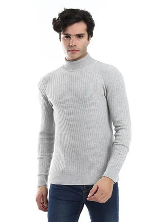 Mens Ripped Wool Pullover With High Neck 