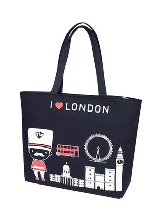 Printed Tote Bag Black 