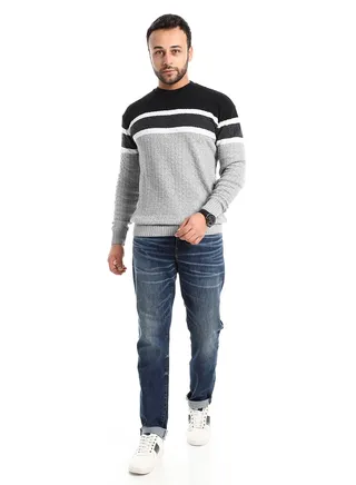 Wool Mens Pullover With Multi Design 
