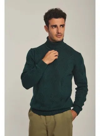 Fancy High Neck Pullover With Jacquard 