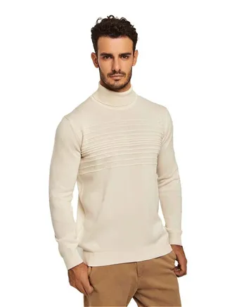 Fancy Slim Fit High Neck Pullover 