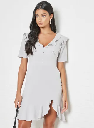 Basic Frill Mini Dress Lilac 
