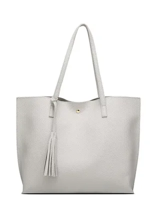 Women's Soft Faux Leather Tote Shoulder Bag Big Capacity Tassel Handbag  Large Capacity New Style Tassel Bag Luxury Ladies Tote Bag 