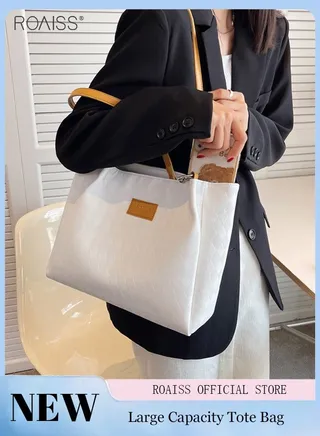 Large Capacity PU Leather Shoulder Bag Fashionable Versatile Diamond Patterned Tote Bag Zipper Opening Closing Design Handbag 