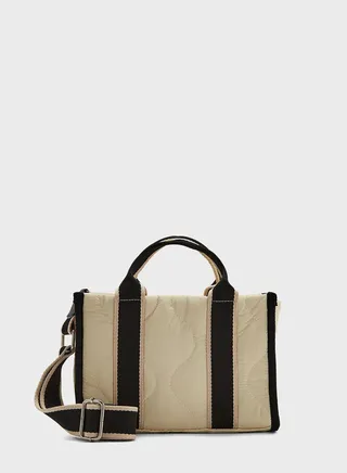 Quilted Nylon Tote Bag With Long Handle