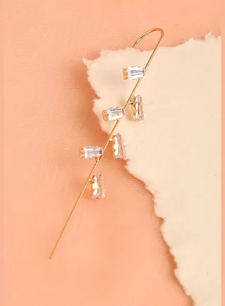 Gold Plated Designer Stone Ear Cuffs