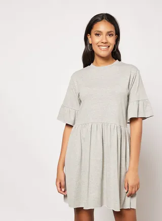 Flared Sleeve Dress Grey 