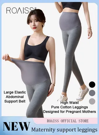 Plus Size Maternity Support Pants Maternity Leggings with Belly Support Relieve Waist Pressure Comfortable and Skin Friendly Fabric with Stretch and Non-Constricting 
