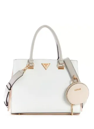 GUESS Womens Alexie Satchel Bag Satchel Bag White 