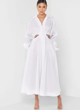 Tie  Cut Out Detail Dress