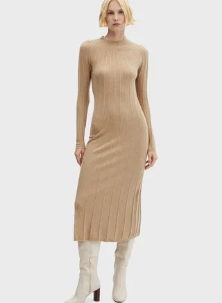 High Neck Ribbed Dress 