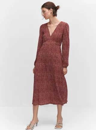 V-Neck Mesh Detail Dress 