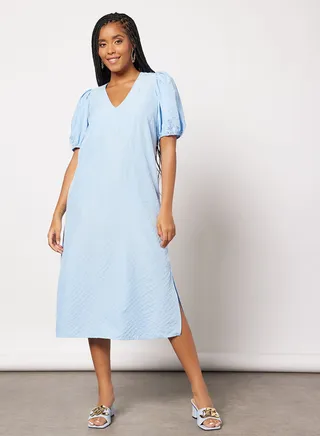 V-Neck Midi Dress 