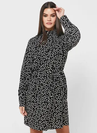 Printed Tie Detail Dress 