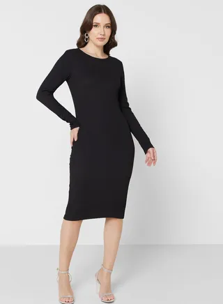 Puff Sleeve Knitted Dress 