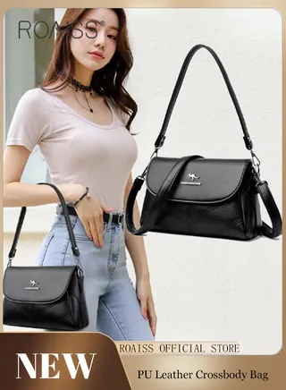 Fashionable Casual Flip Crossbody Bag Women'S Daily Commuting Pu Leather Material Adjustable Strap Shoulder Bag 