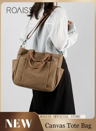 Women's Handbag Shopper Tote Bag Women's Canvas Satchel Handbags Shopping Shoulder Bag Casual Crossbody Bag Top-Handle Tote Bags Summer Beach Trendy Bag 