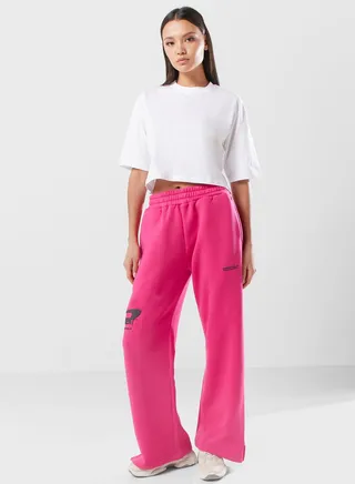 Space Printed Wide Leg Joggers
