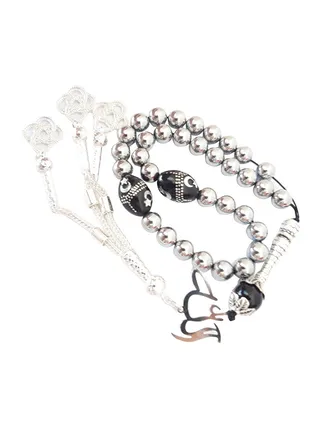 Natural Silver Hemitate Sibha  Prayer Beads 