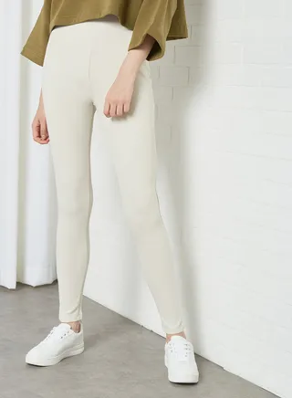 Basic Knit Leggings Beige 