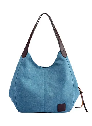 Stitched Detailed Shopper/Tote Blue 