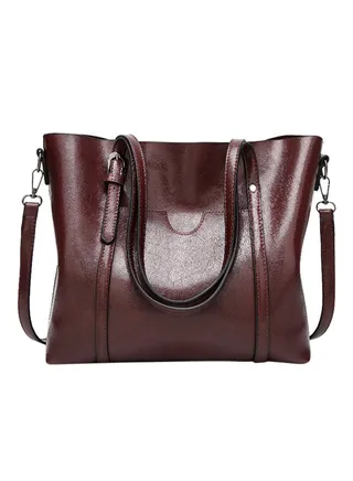 Detachable Strap Tote Bag Burgundy 
