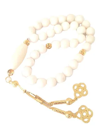 Natural Rare Coral 18k Gold Plated Prayer Beads 