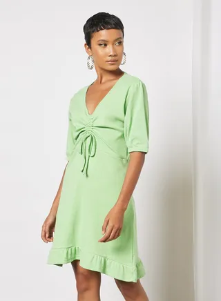 Ruched Mini Dress Green 