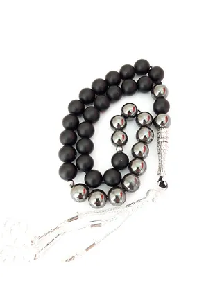 Tasbih Natural Mat Onyx and Hemitate Prayer Beads Rosary 