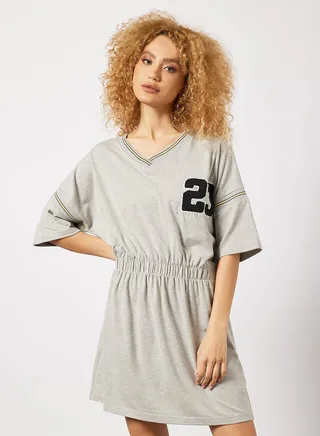 Varsity Mini Dress Grey 