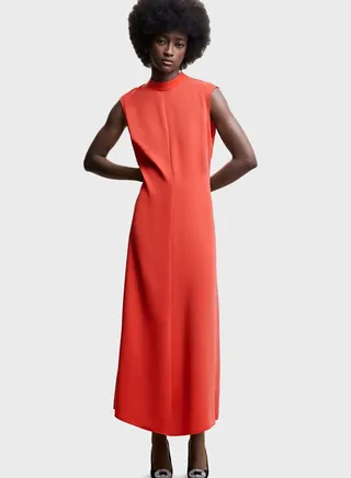 High Neck Zippered Back Dress 