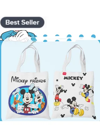 Mickey Mouse Canvas Bag Single Shoulder Student Class Bag Tote Bag 