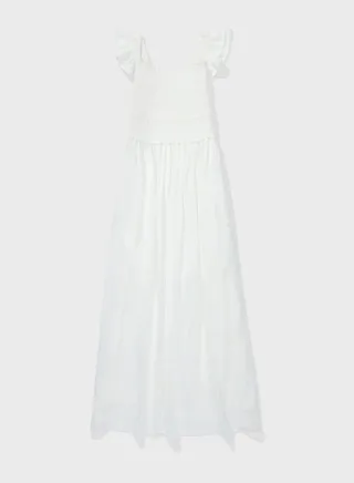 Smocked Flutter Sleeve Dress