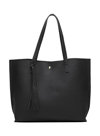 Faux Leather Tote Black 