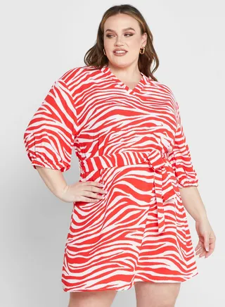 Printed Tie Detail Dress 