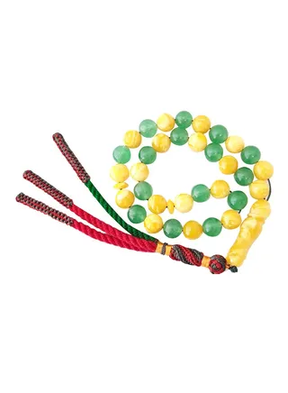 Natural Amber Sand And Aventurine Prayer Beads 