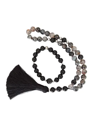 Natural Dragon Vains With Onyx Prayer Beads With Bracelet 