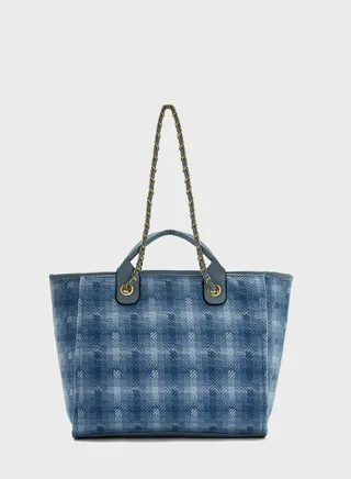 Printed Large Tote Bag With Chain Strap