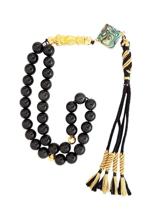 Natural Onyx And Mother Of Pearl Prayer Beads 