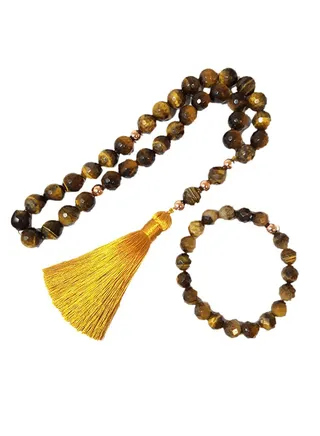 Natural Crafted Tiger Eye Prayer Beads With Bracelet 