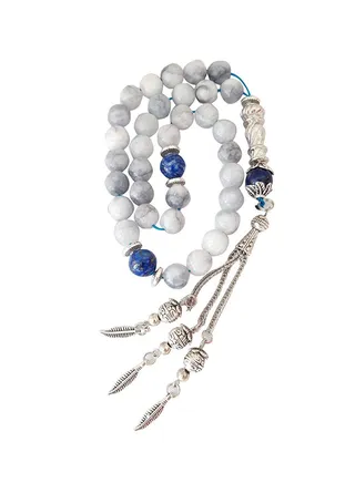 Natural Heavenly Agate And Lapis Lazuli Prayer Beads 